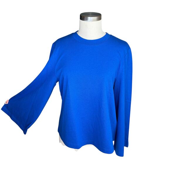 COS Cobalt Blue Bell Sleeve Jersey Top Women's Size Small NWT Vibrant Bold Blue - Picture 2 of 8